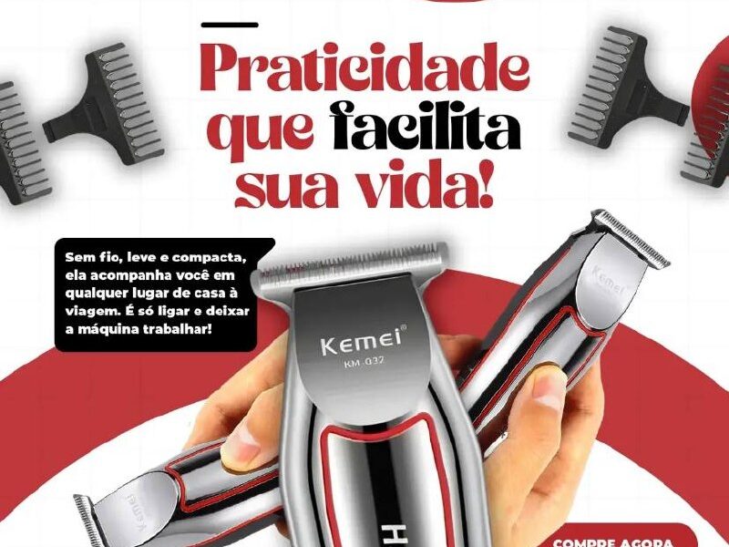 Maquina Acabamento Cortar Cabelo Barba E Pelos Kemei 032