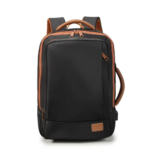 Mochila, impermeável, reforçada, com capacidade para laptop, ampliação de 25 a 40 L, adequada para homens e mulheres, ideal para viagens e deslocamentos diários, com porta USB (preto)