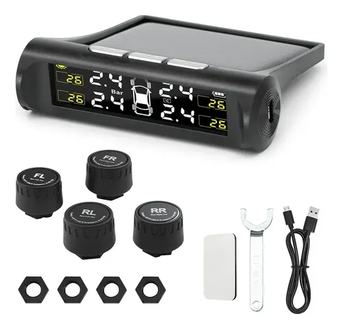 Monitor De Pressão De Pneu Solar Tpms Com 4 Sensores Externo