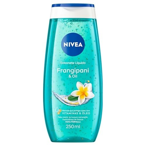 NIVEA Sabonete Líquido Frangipani & Oil 250ml, Limpeza Corporal, Pele Macia, Óleos e Vitaminas, Equilíbrio com o pH, Sensação Refrescante