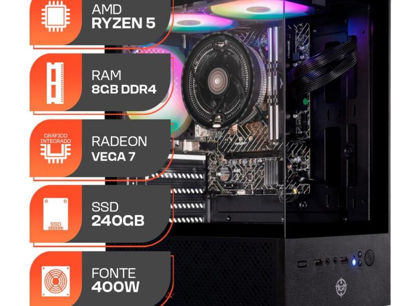 PC Gamer Forge, AMD Ryzen 5 5600GT, 8GB DDR4, SSD 240GB, 400W 80 Plus