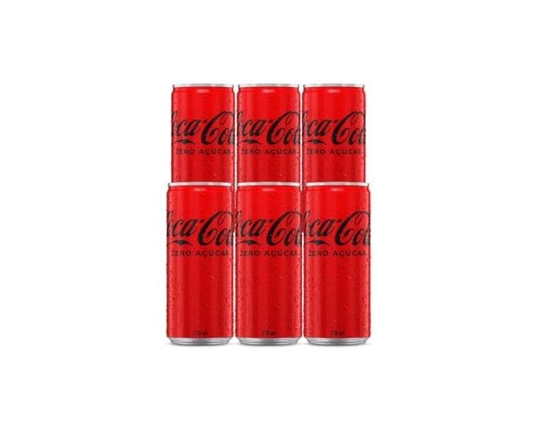 Pack de Coca Cola Sem Açúcar Lata 310ml 6 unidades