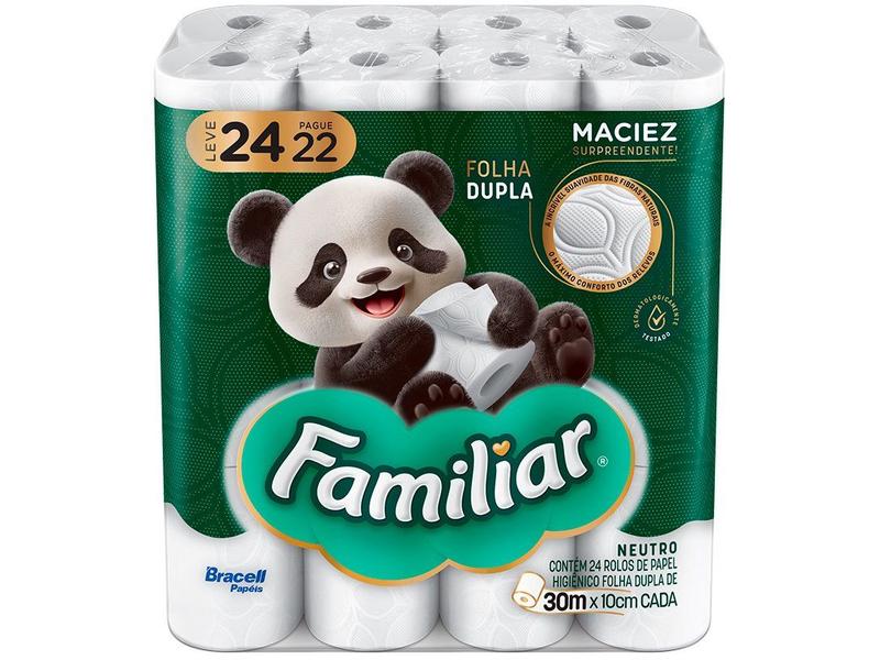 Papel Higiênico Folha Dupla Bracell Familiar 24 Rolos 30m – Papel Higiênico –
