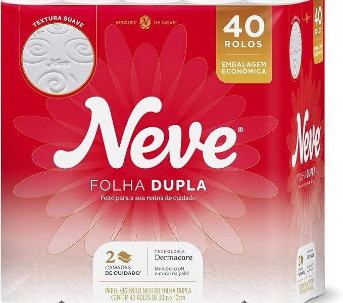 Papel Higiênico Neve Toque de Seda Folha Dupla 40 rolos 30M