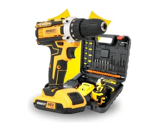 Parafusadeira Furadeira Sem Fio 2 Baterias 340w 1550 Rpm Cor Amarelo