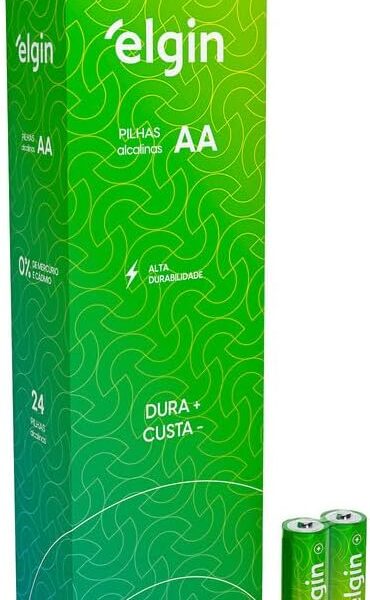 Pilhas Alcalinas AA Elgin – Tubo com 24 unidades