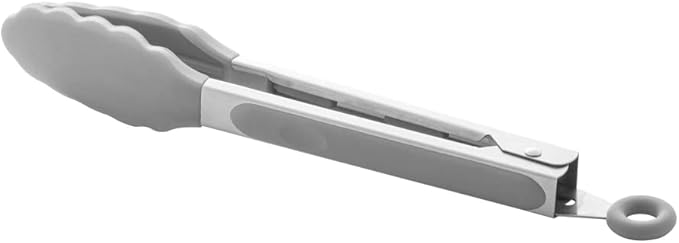 Pinça de Silicone com Cabo de Aço Inox Cinza 28,5×3,5cm – Lyor