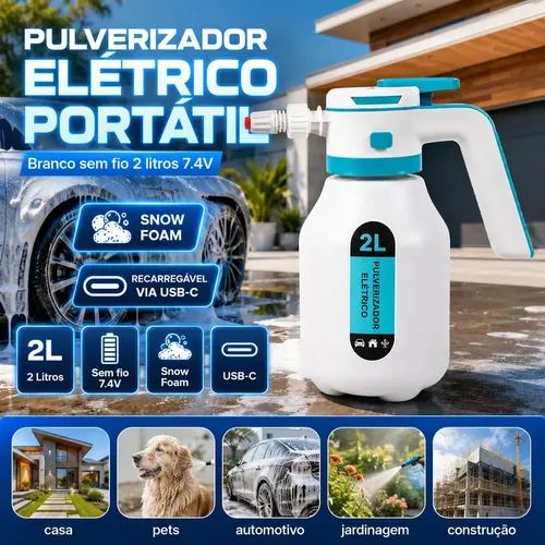 Pulverizador Elétrico VERUNTO 2 L para Carro, Jardim e Casa, com Bateria