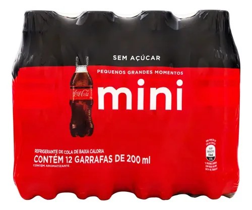 Refrigerante Zero Açúcar Coca-Cola Mini Garrafa 12 Unidades 200ml Cada na Meli por R$ 21,97