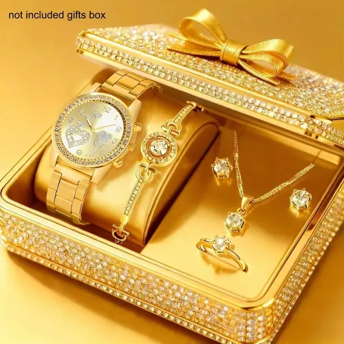 Relógio De Quartzo Com Mostrador Romano Feminino, Pulseira D Dourado
