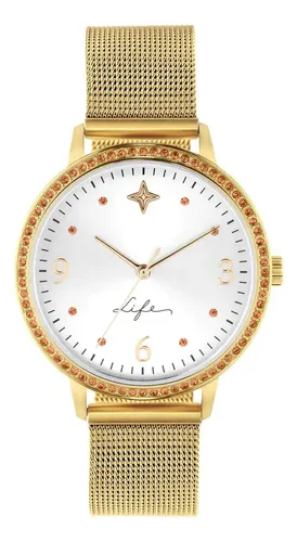 Relógio Life Formatura Feminino Aço Dourado Prateado Dourado