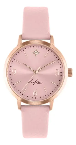 Relógio Life Realizações Feminino Couro Rosé Rosé