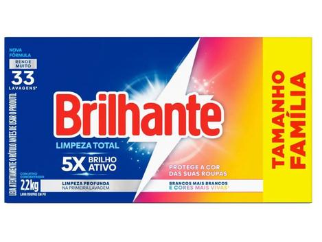 Sabão em Pó Concentrado Brilhante Lava Roupas – Limpeza Total Original 2,2kg – Sabão em Pó –