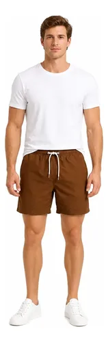 Shorts Elastano Masculino Bermuda Liso Praia Verão Original