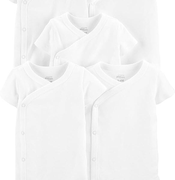 Simple Joys by Carter’s Pacote com 5 bodies unissex de manga curta com fecho lateral