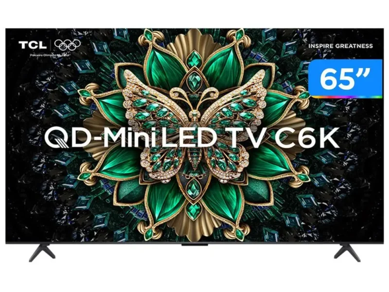 Smart TV 65″ TCL 4K UHD MiniLED 65C6K 120Hz Google TV AiPQ Google Assistente 4 HDMI 2 USB 65 C6K