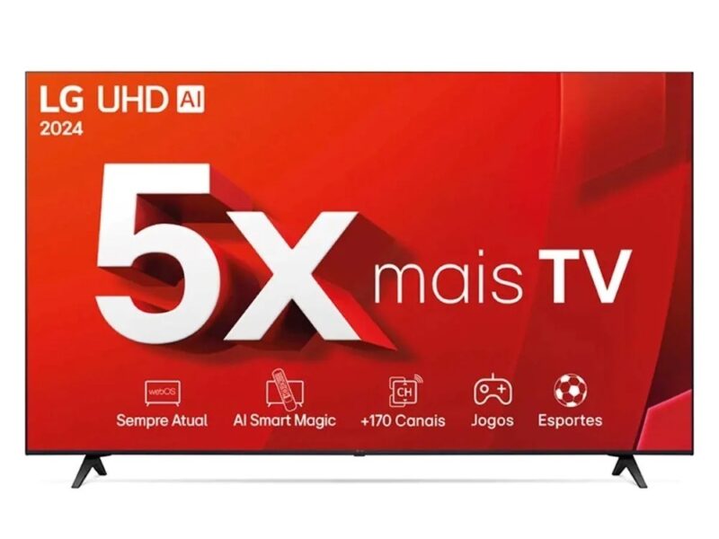Smart TV LG 55″ UHD 4K, 3 HDMI, 2 USB, Bluetooth, Wi-Fi, ThinQ AI, Alexa – 55UT8050PSA