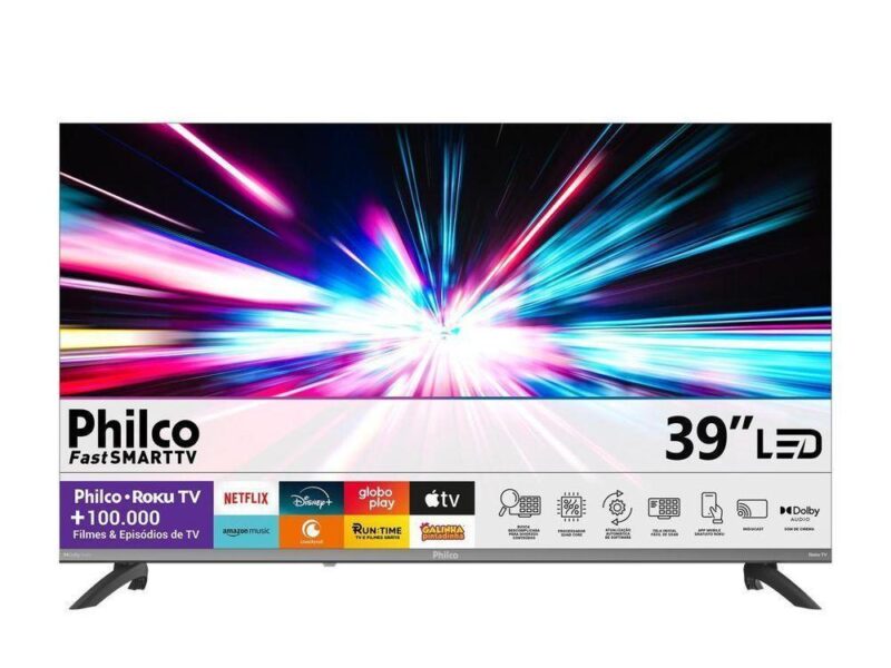 Smart TV Philco P39CRA 39″ Full HD DLED Cinza com Roku Tv Bivolt