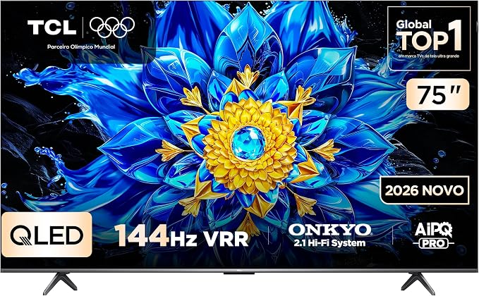 Smart TV TCL 75 Polegadas QLED 4K P8L WiFi Bluetooth Google TV HDR10+ 144 Hz VRR 75P8L