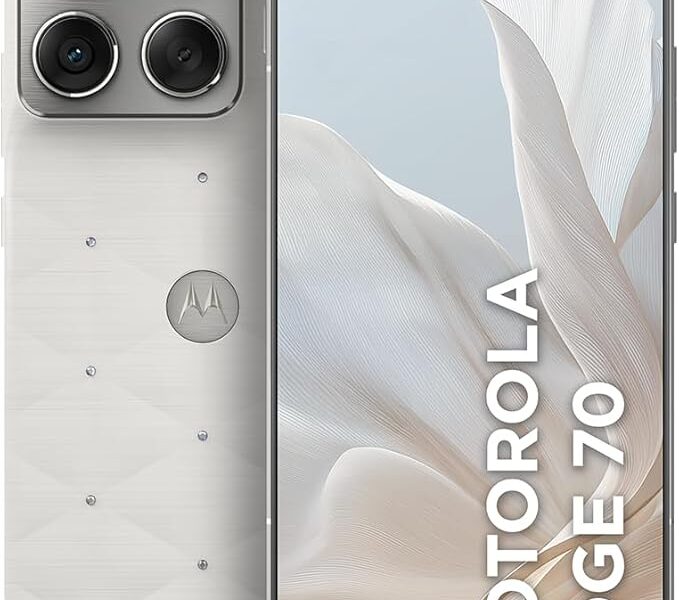 Smartphone Motorola Edge 70 5G Crystals by Swarovski – 512GB 24GB (12GB RAM + 12GB RAM Boost), Ultrafino, 3 cameras 50MP e tela extreme Amoled 120hz – Cloud Dancer