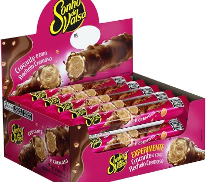 Stick Wafer Recheado Sonho de Valsa Sabor Chocolate – Display com 15 unidades de 25g