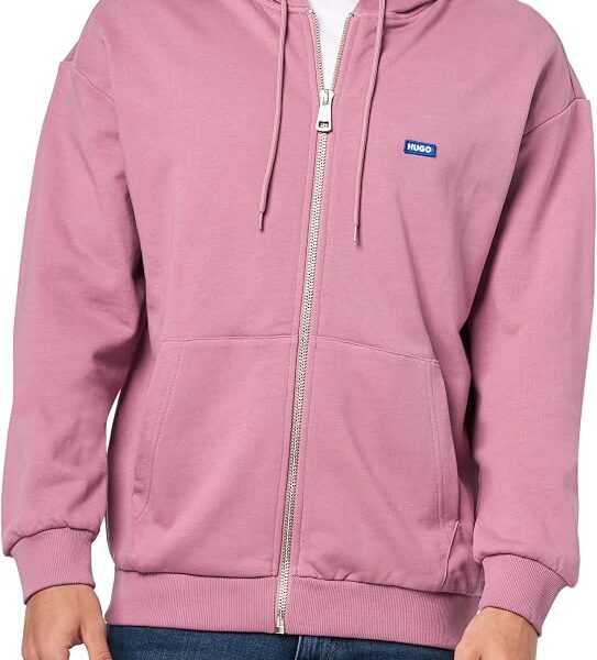 Suéter com capuz Small Logo Block Cotton Zip Up Hooded Sweatshirt HUGOMasculino