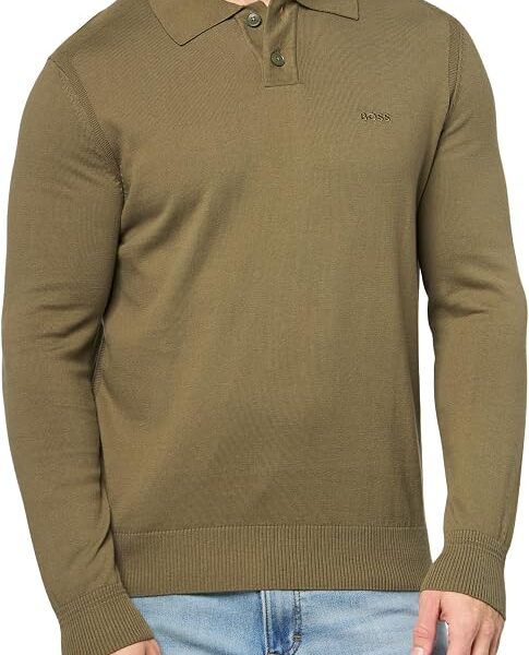 Suéter pullover Suéter de mistura de lã com logotipo pequeno BOSSMasculino