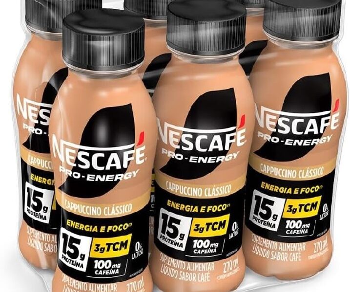 Suplemento Alimentar UHT Nescafé Pro-Energy Capuccino Clássico 15g proteína 270ml – Pack com 6 unidades