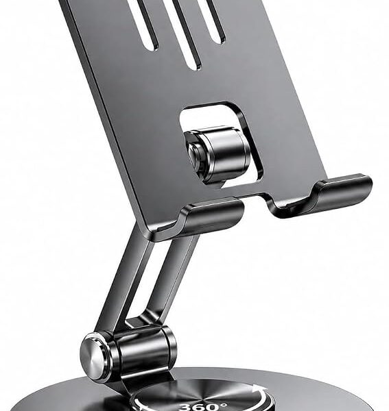 Suporte de Mesa para Celular e Tablet em Alumínio Ajustável 360° Dobrável