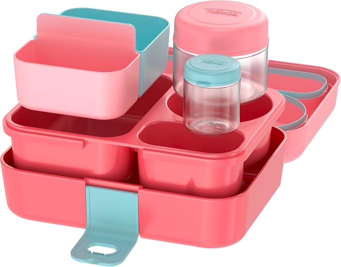 THERMOS Kit de armazenamento de alimentos infantil Freestyle 8 peças, rosa/pêssego