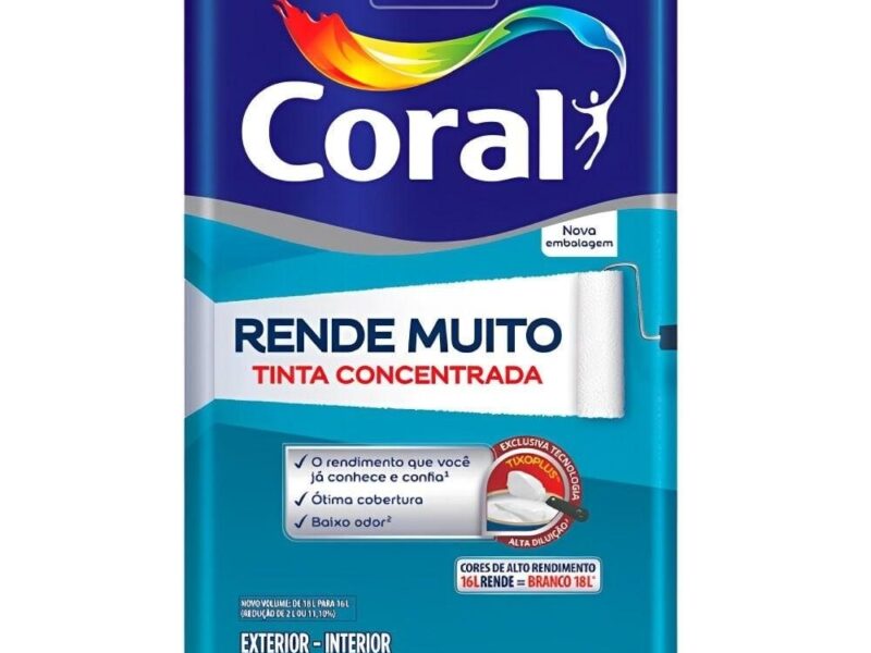Tinta Acrílica Fosco Rende Muito Coral 16L Diversas Cores