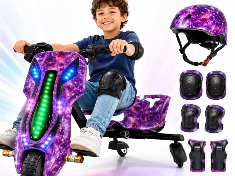 🔥Triciclo Infantil Elétrico Drift 350W LED Bluetooth 3 Velocidades Kart Criança Kit Proteção