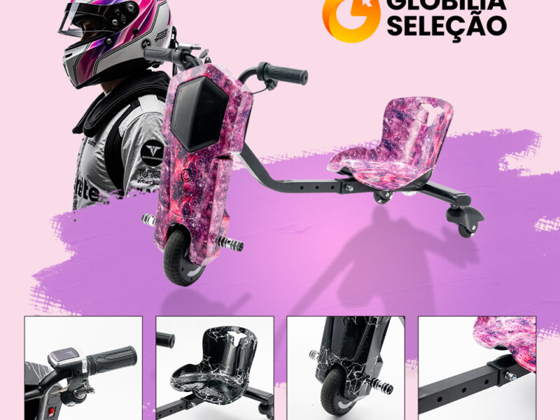Triciclo Infantil Elétrico Drift com Bluetooth MP3 com Bandeirinha Alta Potência Três Velocidades Ajustáveis