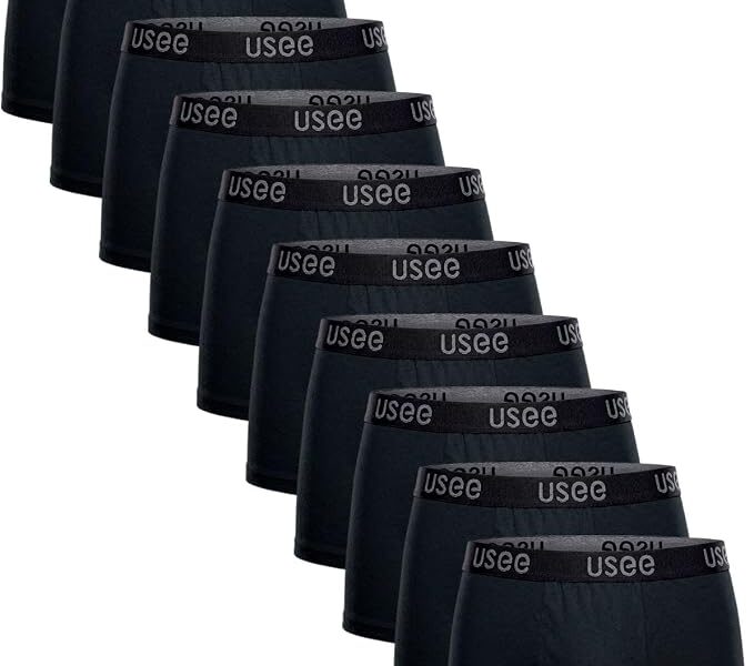 Usee Brasil Kit com 10 Cuecas Boxer Algodão Masculina Adulto – Confortável, Respirável, Tecido Macio, Alta Durabilidade, Modelagem Anatômica, Cós Elástico Reforçado, Ideal para Uso Diário