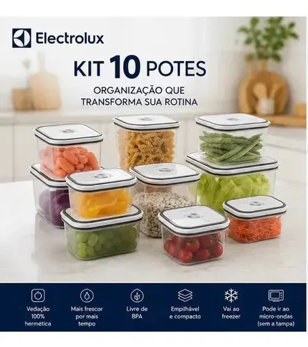 10 Potes Herméticos Electrolux de Plástico na Meli por R$ 66,53