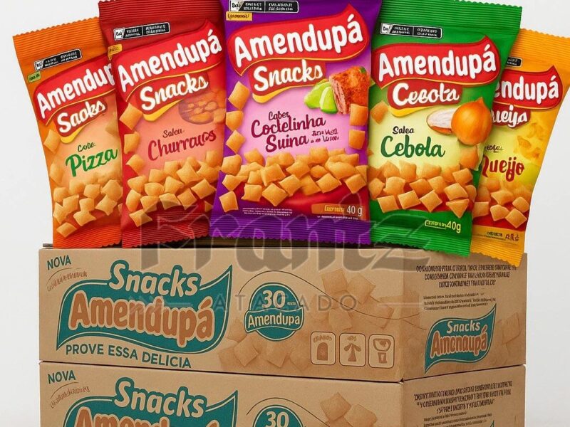 2 Caixas Salgadinho Amendupã 40g (Total 40 Pacotes) Escolha o Sabor – Econômico Revenda Lanche Atacado