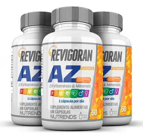 3x Multivitamínico Revigoran De A-z – 60 Cápsulas – Nutrends Sabor Sem sabor