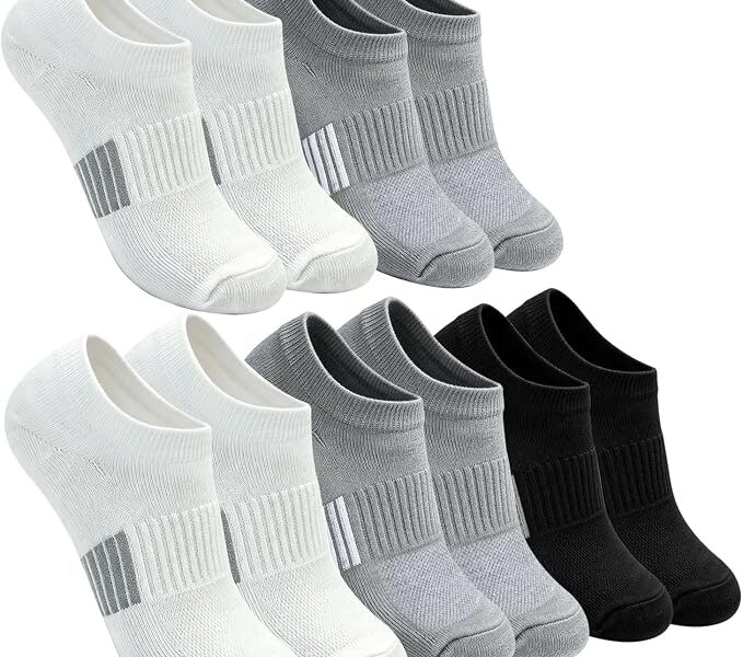 5 pares de meias femininas antiderrapantes de algodão, preto/branco/cinza, 36-40