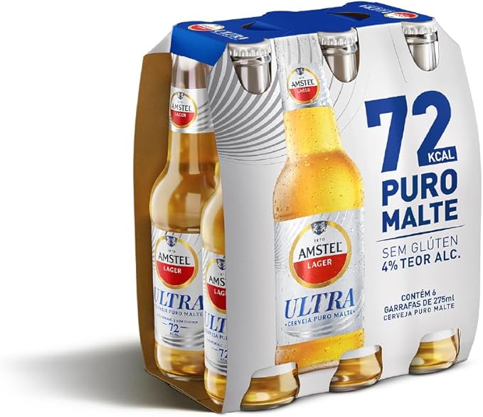 Amstel Ultra Cerveja Puro Malte, Pack de 6 Long Neck 275ml