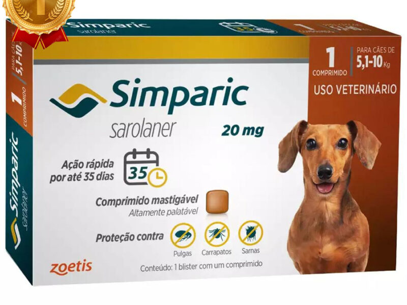 Antipulgas e Carrapatos Simparic Cães de 5,1 a 10kg com 1 Comprimido
