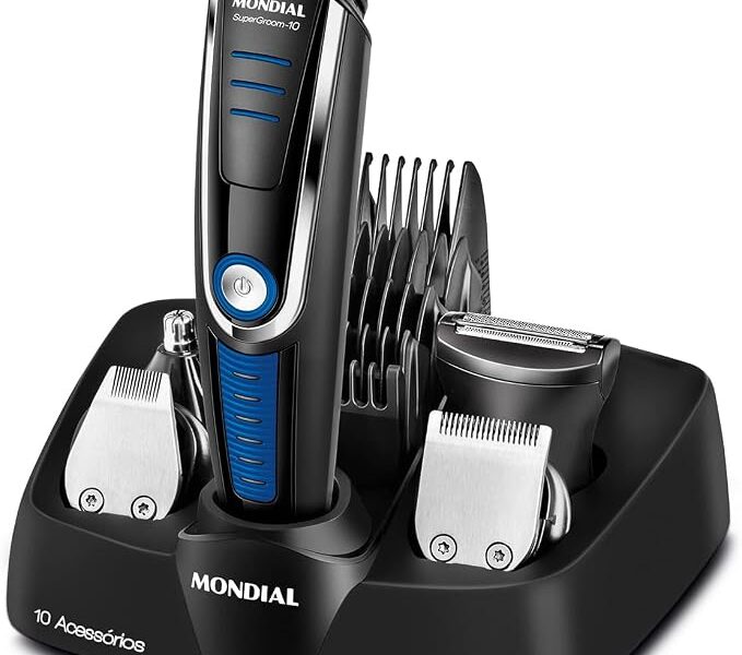 Aparador de Pelos Super Groom 10, Mondial, Preto/Azul, 6W, Bivolt – BG-03