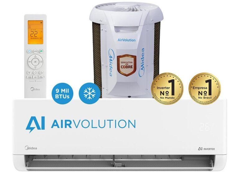 Ar Condicionado Split Midea Hi Wall Inverter AI AirVolution 9.000 BTU/h Frio Monofásico 42EFVCA09M5/38TAVCA09M5 220V