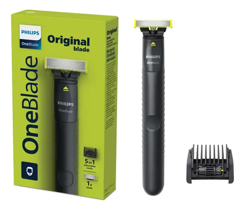 Barbeador e Aparador Elétrico Philips OneBlade com Pente 5 em 1, Sem Fio e À Prova D&quotÁgua – QP1425/10