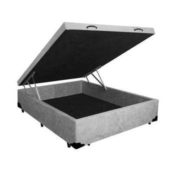 Base Cama Box Baú Casal Suede Cinza RC Sono Leve 42x138x188 – Base Cama Box Solteiro –
