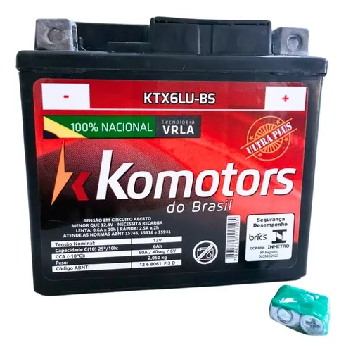 Bateria Komotors Moto Cg Biz Bros Fan 150 160(6ah- 12volts) na Meli por R$ 87,84
