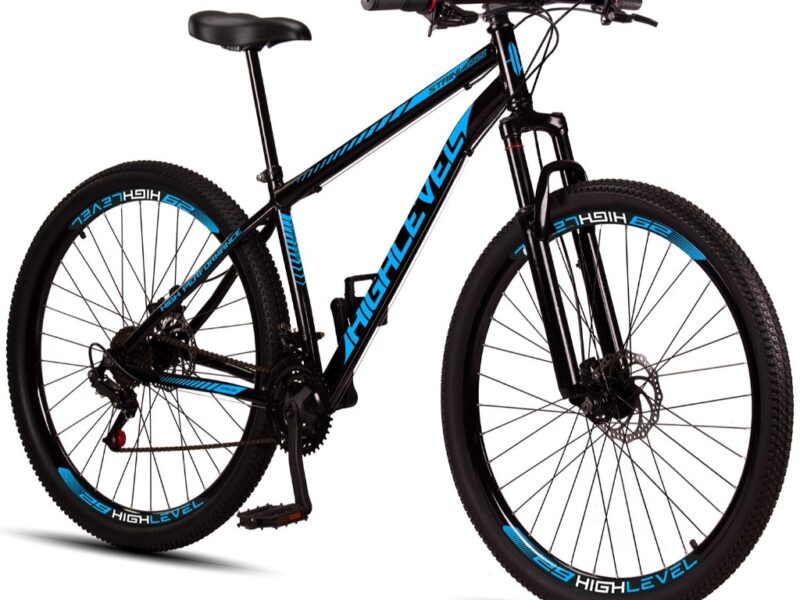 Bicicleta Aro 29 Highlevel Aço Carbono Freios a Disco Suspensão Dianteira 21 Marchas