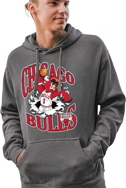 Blue 84 NBA unisex-adult Nba Officially Licensed Hooded Sweatshirt Ringspun Slam Mascot Black