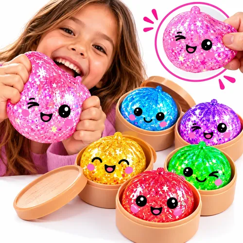 Bola Squishy Grande Com Glitter Brinquedo Macio Sensorial
