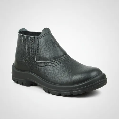Bota Botina De Segurança C/ Elástico Couro Pedreiro Bico Pvc