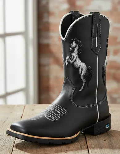 Bota Masculina Couro Bordado Cavalo Country Rodeio Texana